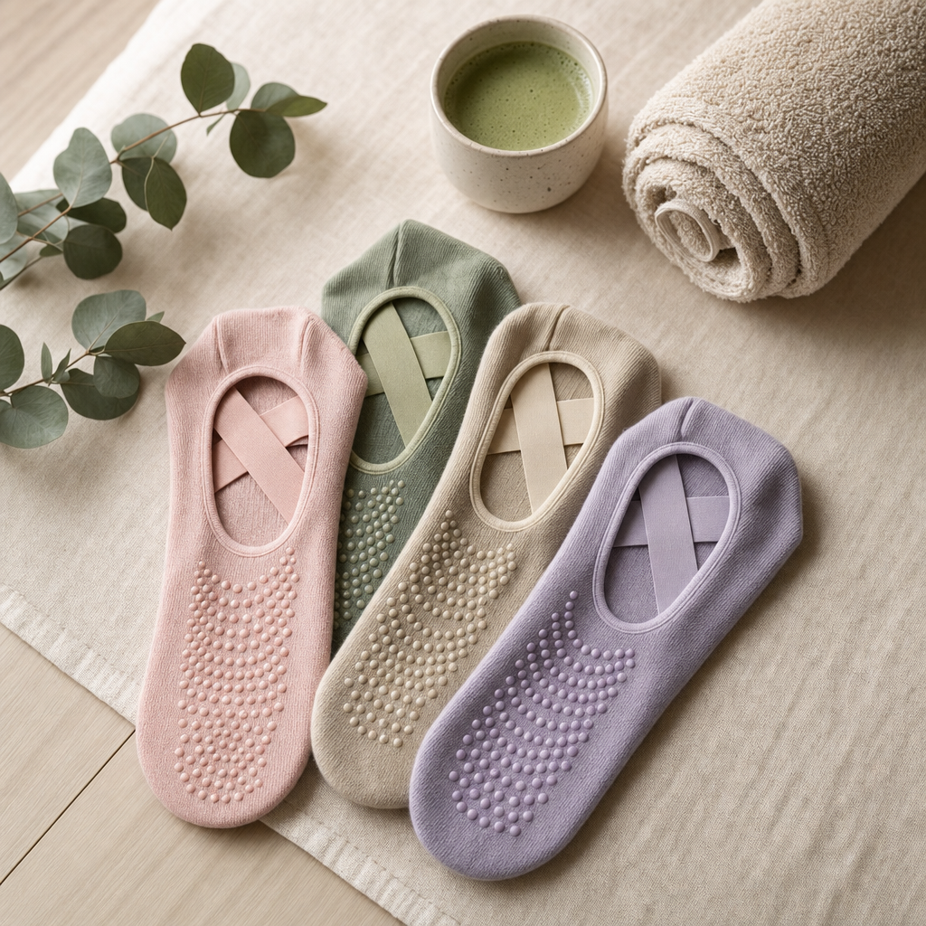 Studio Sole pastel pilates grip socks flat-lay